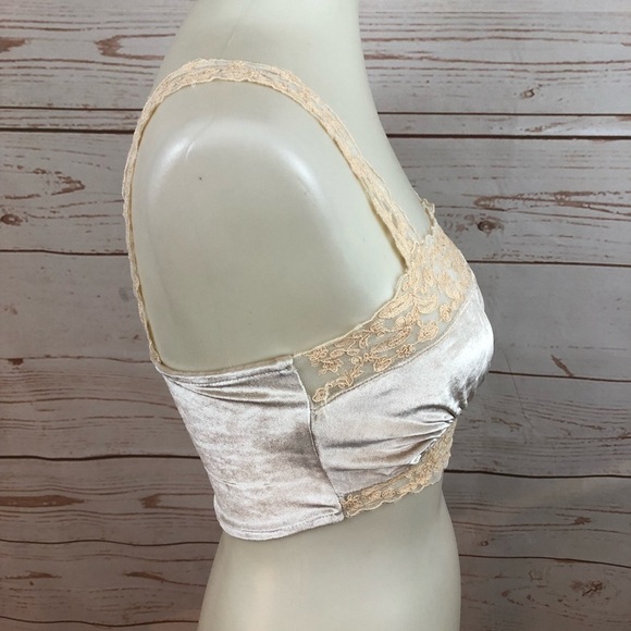 Topshop Antique Lace Velvet Crop Top Bralette - Picture 9 of 11